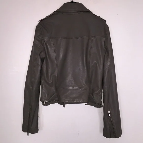 Sandova Leather Moto Jacket in Latte